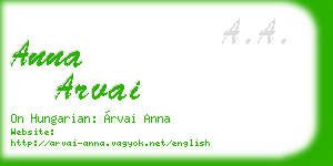 anna arvai business card